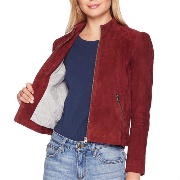 Lucky Brand Suede red puff Sleeve Jacket - Picture 4 of 9